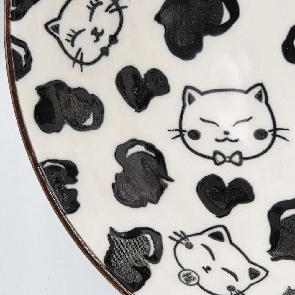SH Home Set of 2 Cats Ceramic Ramen Noodle Bowl 43oz With‎ Chopsticks And Spoons
